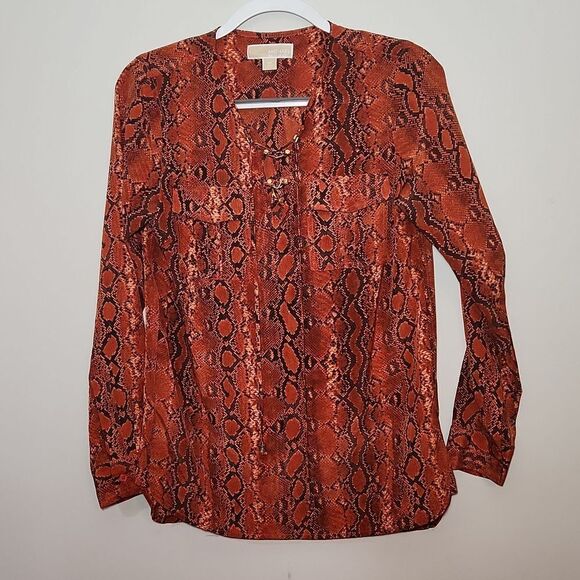 Michael kors michael michael kors xs top animal print snakeskin Orange silk - Picture 1 of 10